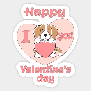 Happy Valentine's day-Valentine's Dog I love you Sticker